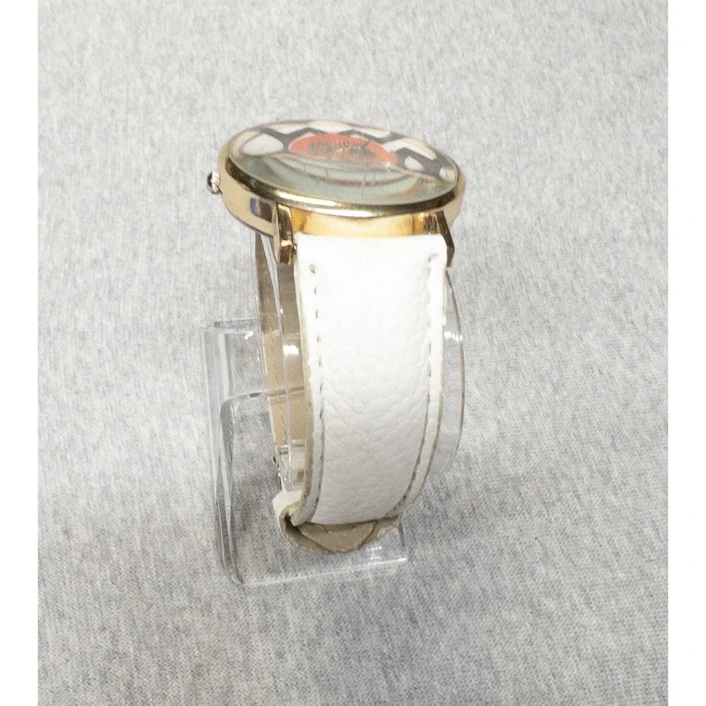Geneva Platinum Watch Womens‎ Pink Anchor White Leather Band Nautical Chevron